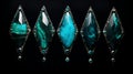 Gothic Revival Jewelry: Dark Turquoise And Azure Stones With Chrysocolla-cut Diamonds