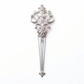 Gothic Revival Silver Scroll Hairpin With Clear Crystal