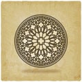 Gothic rose circular window on vintage background