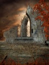 Gothic ruins with dead vines Royalty Free Stock Photo