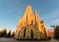 Gothic Saint Jacek stone church in Chocholow, side view.