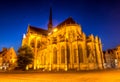 Gothic Saint Peters Church, Leuven, at night