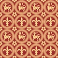 Gothic seamless pattern with animals and royal elements Royalty Free Stock Photo