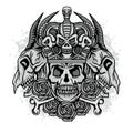 Grunge skull coat of arms