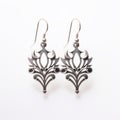 Gothic Silver Earrings: Precisionist Baroque Design On White