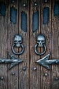 Gothic Skull Door Knockers on Textured Wooden Door in Tennessee