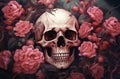 Gothic Skull roses paint. Generate Ai