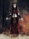 Gothic sorceress standing in a hallway Royalty Free Stock Photo