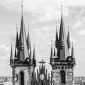 Gothic spires of Tyn Church in Prague