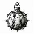 Gothic Steampunk Spike Ball: Hand Drawn Art With Medieval Bomb Inspiration