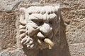 Gothic stone head of Fontain of the Church in Solsona, Lleida,Catalonia, Spain
