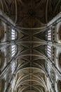 Gothic stone vaulting in an old temple - architectural detail Royalty Free Stock Photo