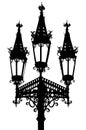 Gothic street lamp silhouette vector on white isolated background