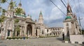 gothic style building. beautiful white building. Exotic building pillars. beautiful mosque by the road.