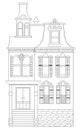 Gothic Style House Line Art Illustration No fill