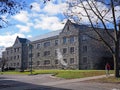 Gothic style stone building with gables