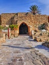 Gothic style stone entrance of a fort built during the Crusader times
