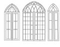 Gothic style windows bright colored stained glass windows hand drawn