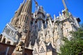 Gothic temple with high towers and different facades.