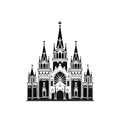 Gothic Temple Icon Isolated, Ancient Church Silhouette, Gothic Castle, Historical Architecture Minimal Design,