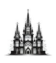 Gothic Temple Icon Isolated, Ancient Church Silhouette, Gothic Castle, Historical Architecture Minimal Design, Royalty Free Stock Photo