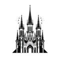 Gothic Temple Icon Isolated, Ancient Church Silhouette, Gothic Castle, Historical Architecture Minimal Design, Royalty Free Stock Photo