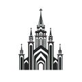 Gothic Temple Icon Isolated, Ancient Church Silhouette, Gothic Castle, Historical Architecture Minimal Design,
