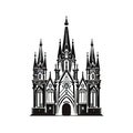 Gothic Temple Icon Isolated, Ancient Church Silhouette, Gothic Castle, Historical Architecture Minimal Design, Royalty Free Stock Photo