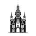 Gothic Temple Icon Isolated, Ancient Church Silhouette, Gothic Castle, Historical Architecture Minimal Design, Royalty Free Stock Photo