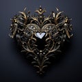 Gothic Valentine. Black and gold heart