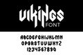 Gothic Vector Font Condensed Bold. Viking Celtic Medieval Barbarian Scandinavian style Letters Numbers