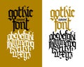Gothic. Vector. Uppercase and lowercase letters on a white background.