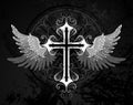 Gothic white cross on black grunge background Royalty Free Stock Photo