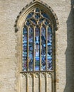 Gothic window with colored vitrage