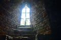 Gothic window. Ruins of medieval convent. Convent Rosa Coeli at Dolni Kounice, Czechia