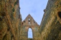 Gothic window. Ruins of medieval convent. Convent at Dolni Kounice, Czechia