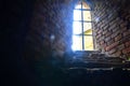 Gothic window. Ruins of medieval convent. Convent Rosa Coeli at Dolni Kounice, Czechia