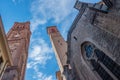 Two towers of the Basilica and Convent of San Francesco, Bologna ITALY Royalty Free Stock Photo