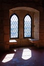 Gothic windows in the Palatial Residence (Pacos Novos) of the Leiria Caste.