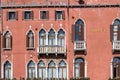 Gothic windows in venetian palace Royalty Free Stock Photo