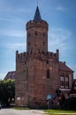 A gothic Wolin Gate Piast tower in historical city center in Kamien Pomorski, Poland.