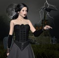 Gothic woman portrait with a flying crown Royalty Free Stock Photo