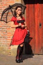 Gothic woman in red dress