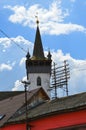 Gothic wood church of St. Elizabeth in Khust, Ukraine on May 3, 2016. It was designed in the 13th century.