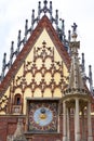 Gothic Wroclaw Old Town Hall with column pillory on market square, Wroclaw, Poland Royalty Free Stock Photo