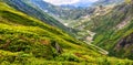 Gotthard pass road in the swiss Alps mountains, Switzerland