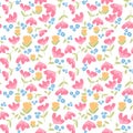 gouache floral pattern handpainted seamless repeating pattern white background