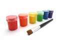 Gouache paint cans and brush Royalty Free Stock Photo