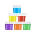 Gouache paint cans stand on top of each other Royalty Free Stock Photo