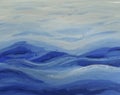 Gouache painting of blue water Royalty Free Stock Photo